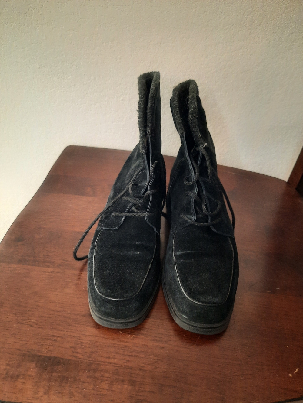 Women's Black Suede Lace-Up Boots